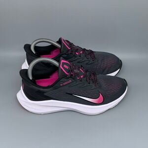 Nike Air Zoom Winflo 7 Black Pink Running Shoes CJ0302-001 Women's Sz 7.5